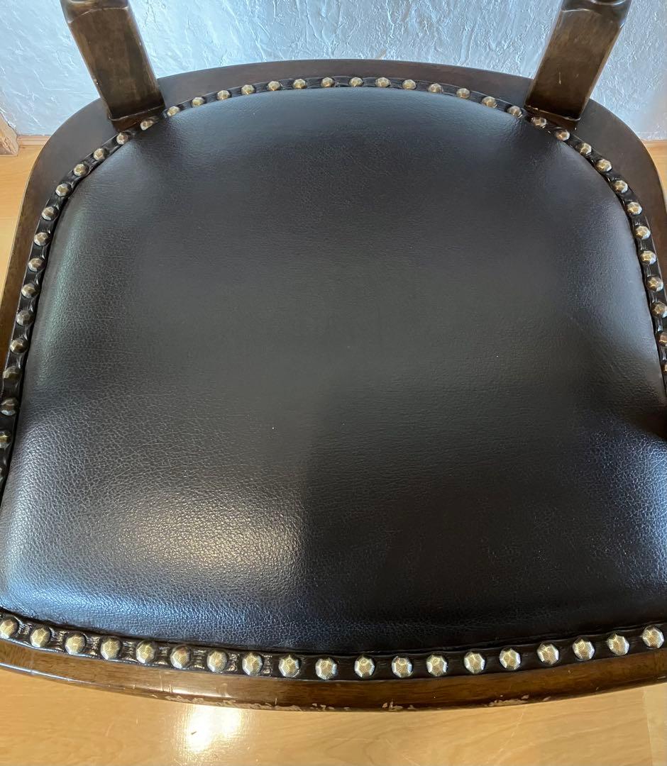 大塚家具 英国アンティーク アームチェア 天然木 ダークブラウン②