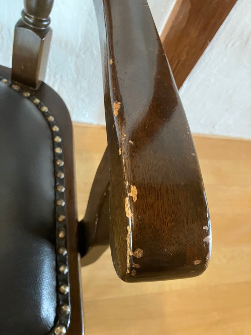 大塚家具 英国アンティーク アームチェア 天然木 ダークブラウン②