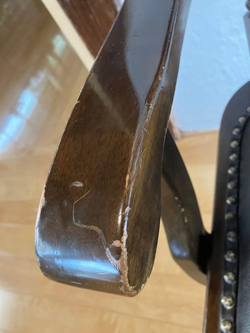 大塚家具 英国アンティーク アームチェア 天然木 ダークブラウン②