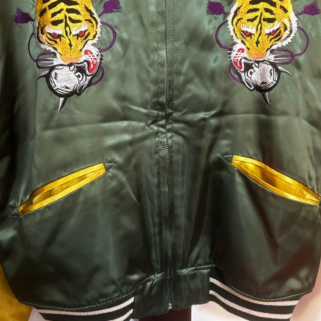 美品 00’s 希少デザイン フェローズ 虎×踊り髑髏 リバーシブルスカジャン