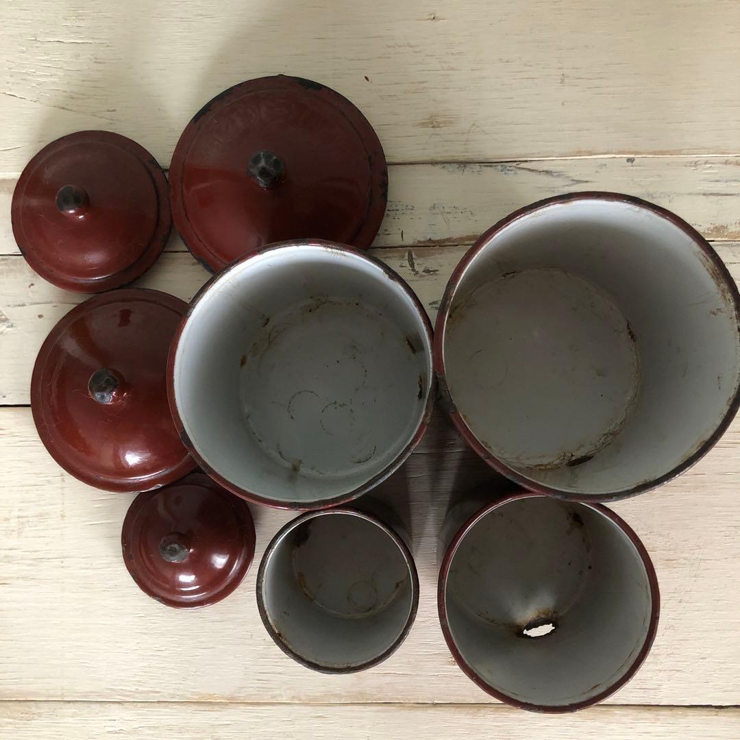 BF社アンティークホーローキャニスターセット 1900年初頭製BB社