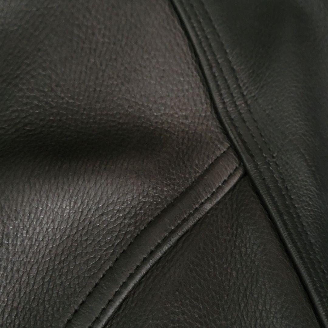 メンズ　鹿革　レザージャケット　裏総柄　 ヴィンテージ　ブラック　LL