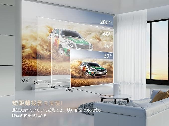 家庭用プロジェクター小型 自動台形補正 電動フォーカス 400ANSI双方向