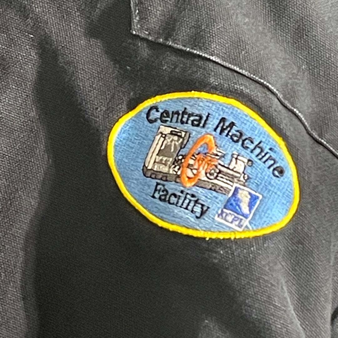 80s　USA製　サンタフェジャケット　ブラック　L　企業ロゴ　襟コーデュロイ