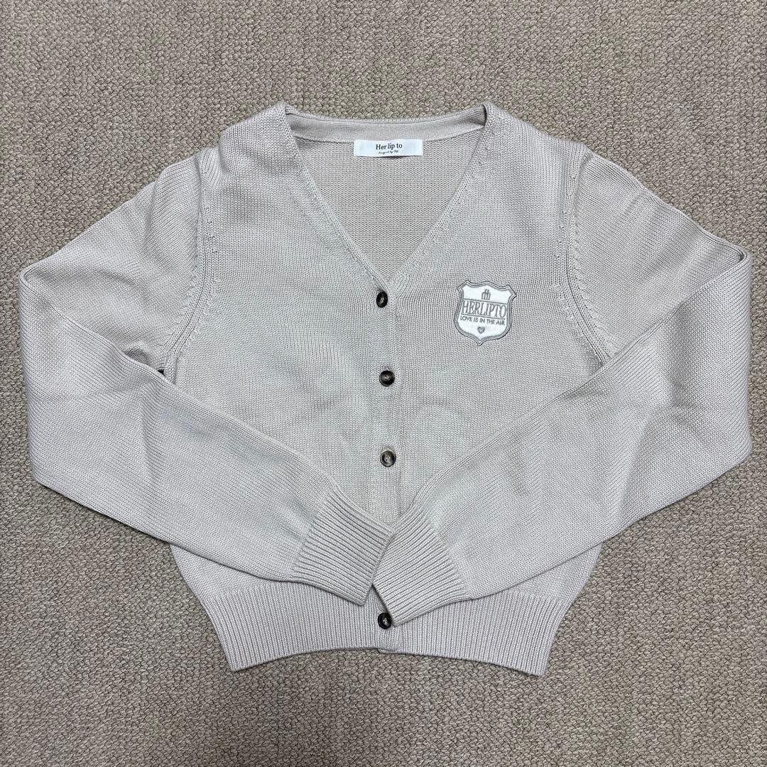 トップス Her lip to Be Mine Emblem Knit Cardigan