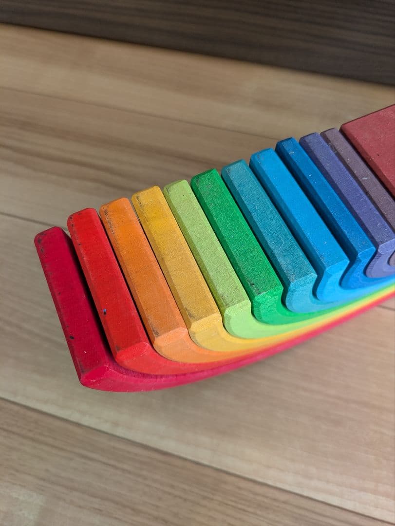 正規品【グリムス】アーチレインボー特大 虹色トンネル 　木製虹色アーチ型知育玩具