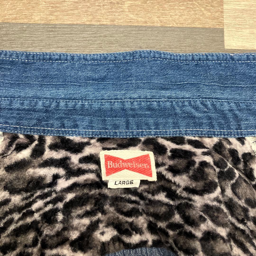 【Budweiser】レア　バドワイザー　豹柄　デニム　ウエスタン　ターコイズ