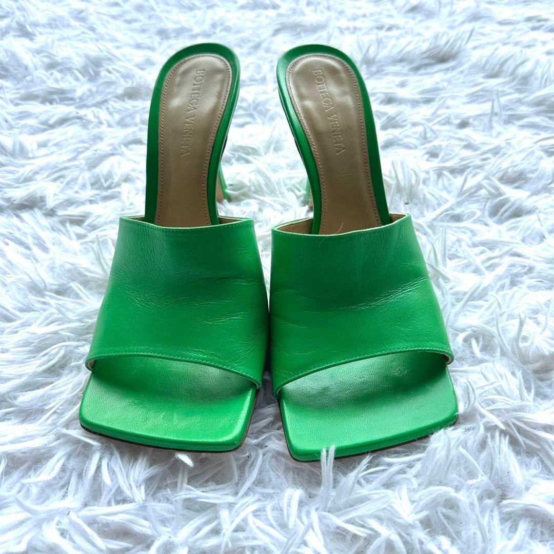 BOTTEGA VENETA サンダル 37 ミュール ラムスキン グリーン