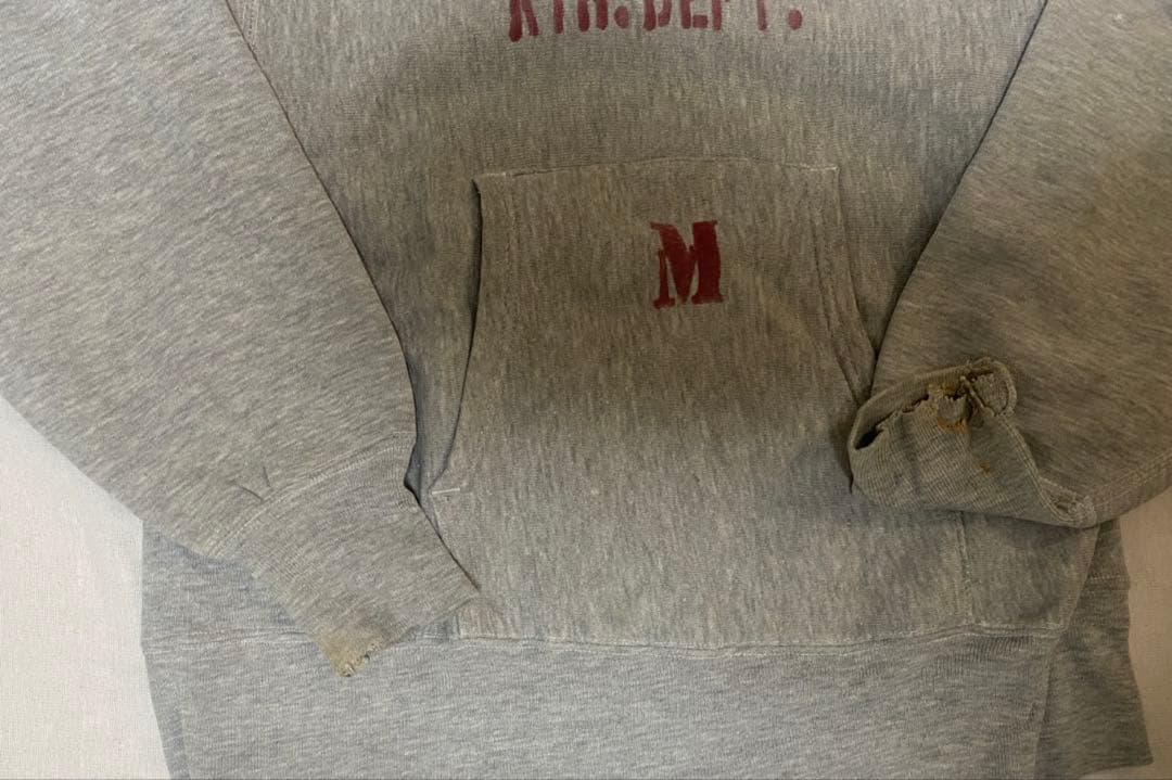 リバースウィーブ 70s 単色タグ パーカー 紐付き Mサイズ ステンシル