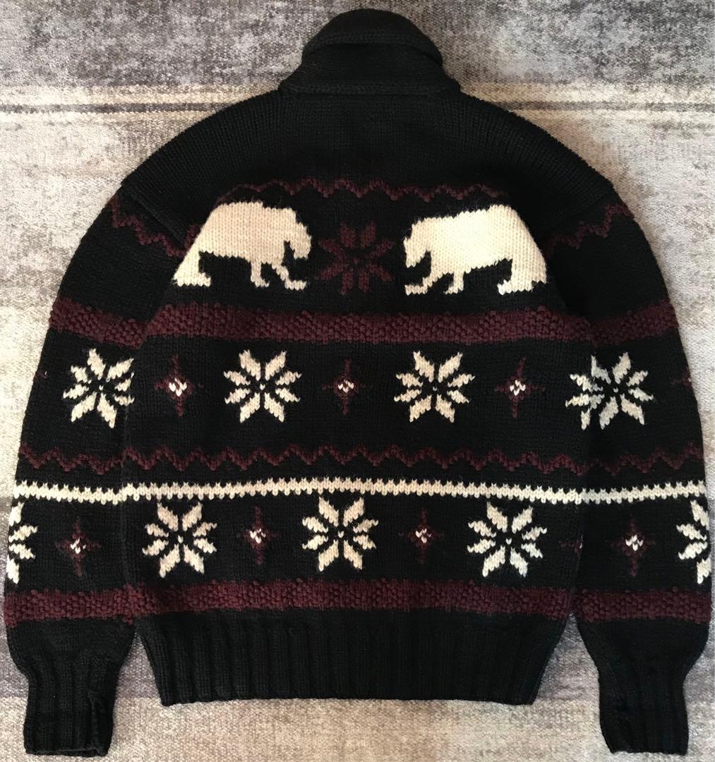 超レア 稀少 90's ラルフローレン グリズリー柄 カウチン ニットジャケット