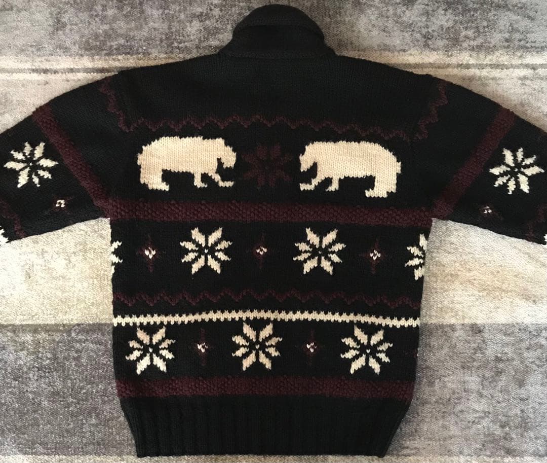 超レア 稀少 90's ラルフローレン グリズリー柄 カウチン ニットジャケット