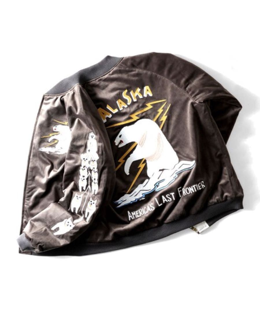 ソ*ラ様 HOUSTON 別珍スカジャン ALASKA柄 スーベニアジャケット