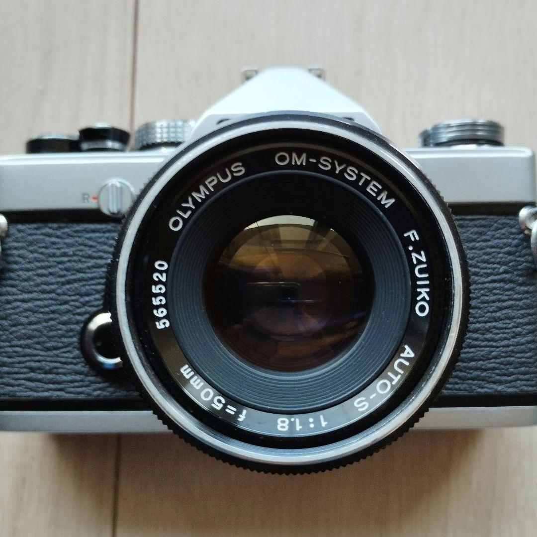 【美品】オリンパス　OM-1N シルバー　50mmF1.8レンズ、本革ケース付き