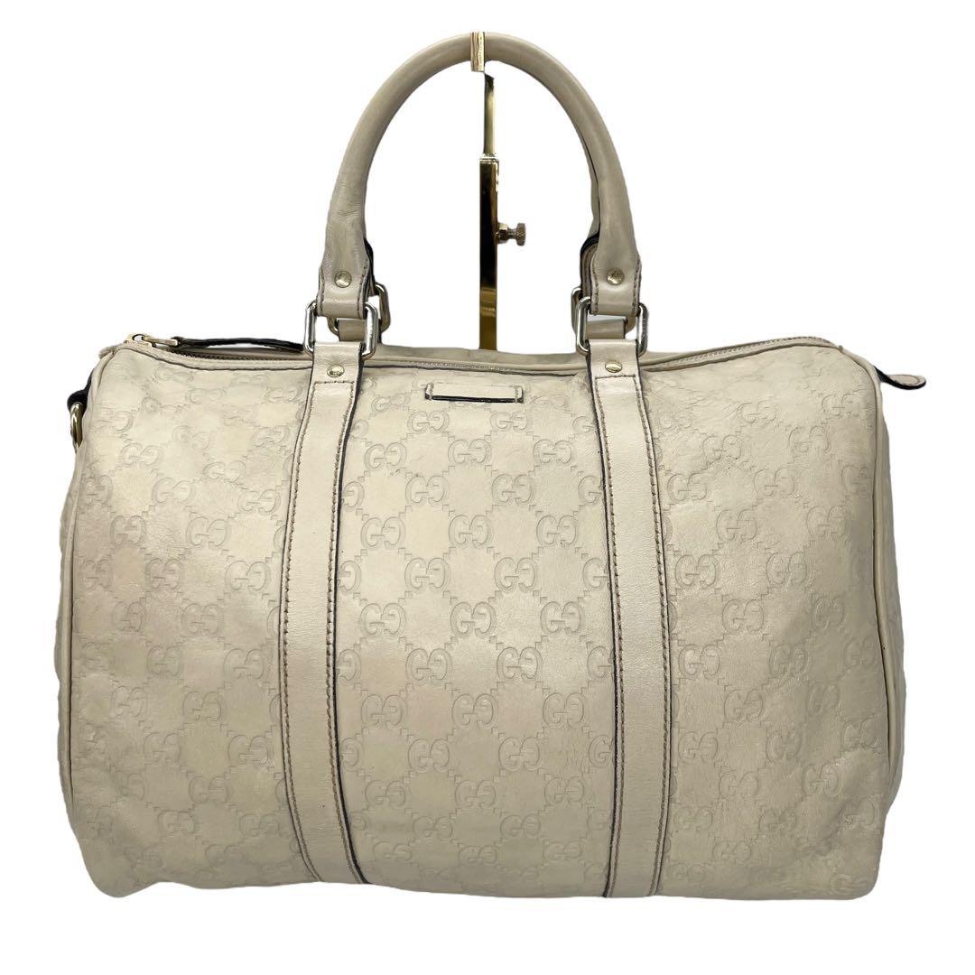 美品■グッチ　ボストンバッグ　グッチシマ　アイボリー　ハンドバッグ　193603