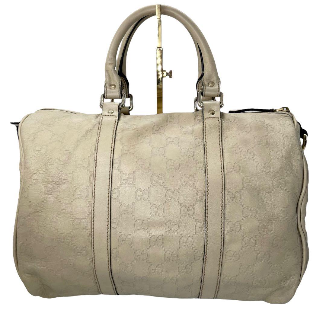 美品■グッチ　ボストンバッグ　グッチシマ　アイボリー　ハンドバッグ　193603