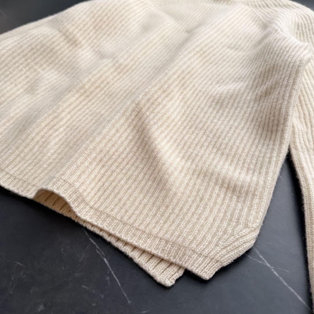 Drawer カシミヤ ウール リブニット クルーネック アイボリー
