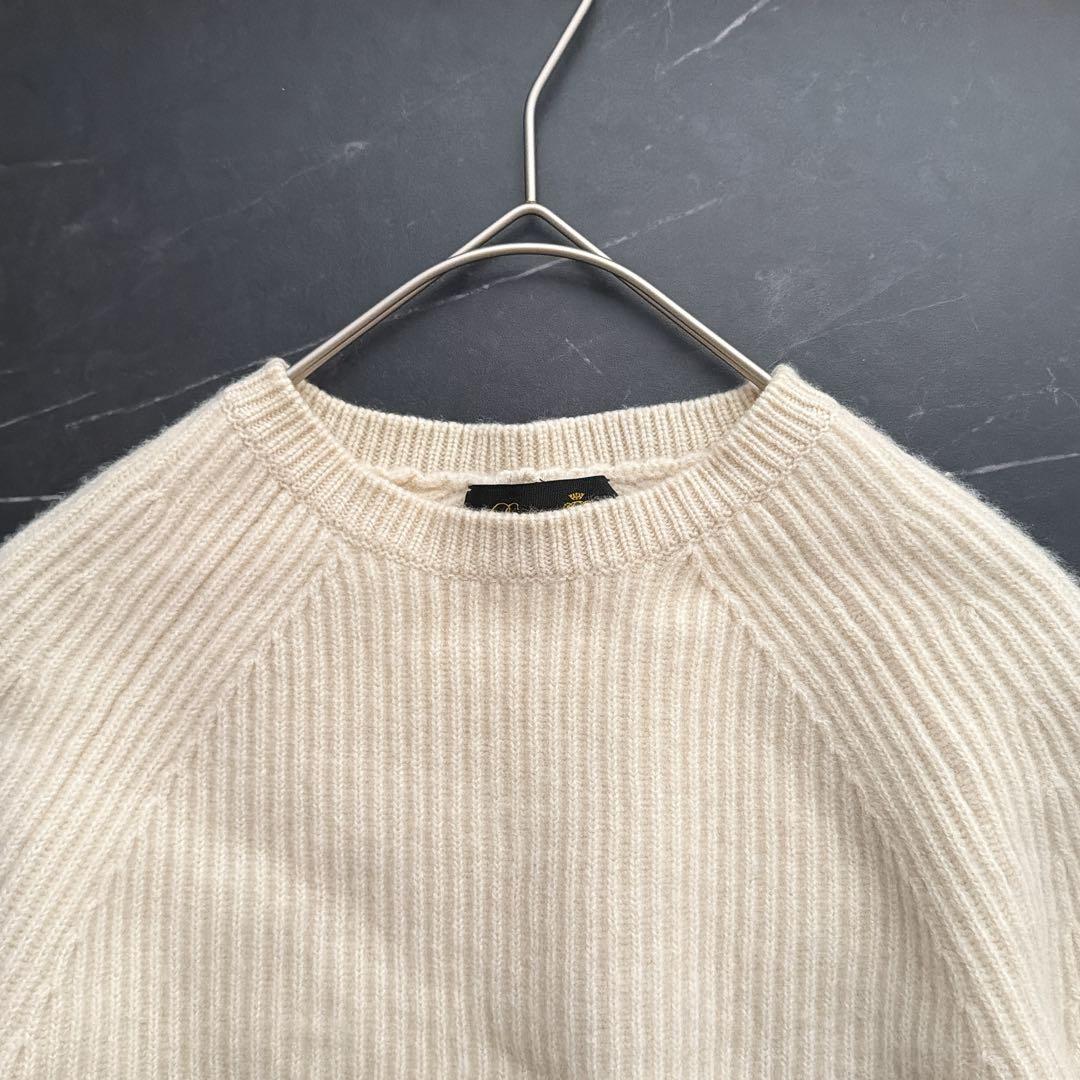 Drawer カシミヤ ウール リブニット クルーネック アイボリー