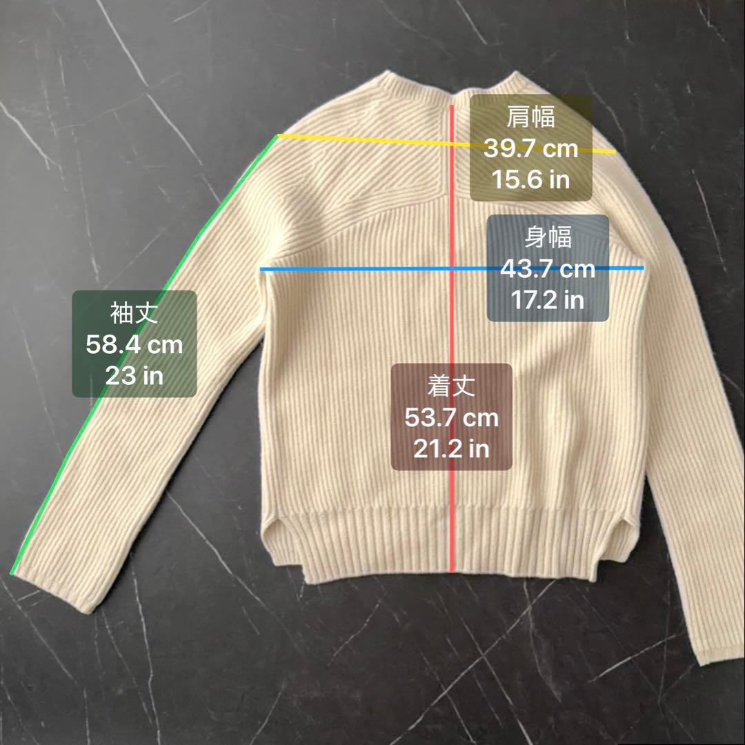 Drawer カシミヤ ウール リブニット クルーネック アイボリー