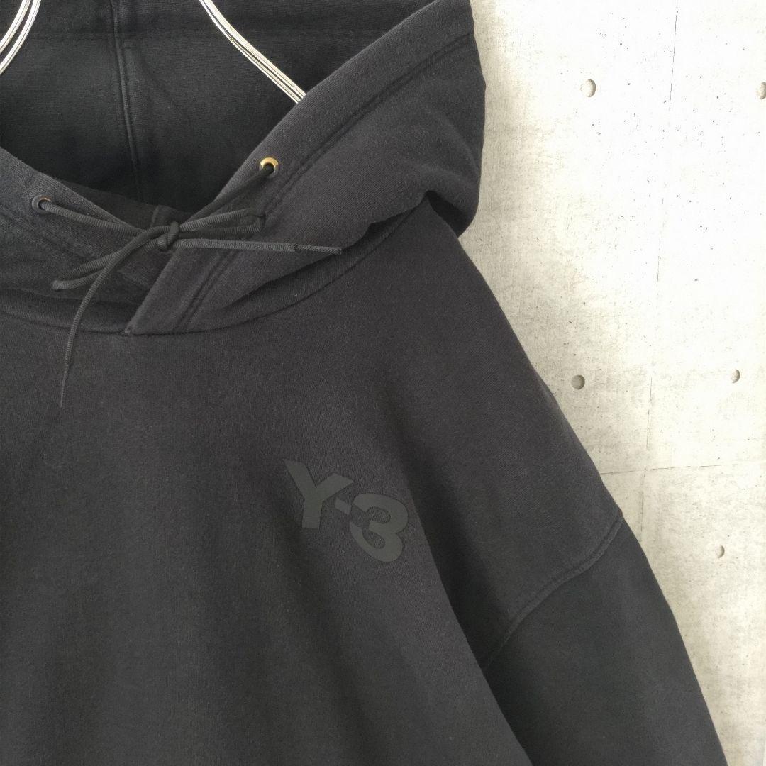 【ワイスリー】Y-3 ワンポイントロゴ スウェット パーカーXL 黒