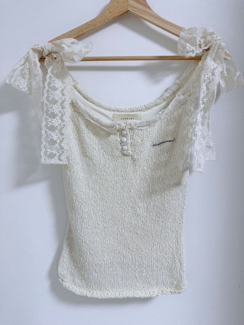 トップス Andmary cotton ribbon tank ivory