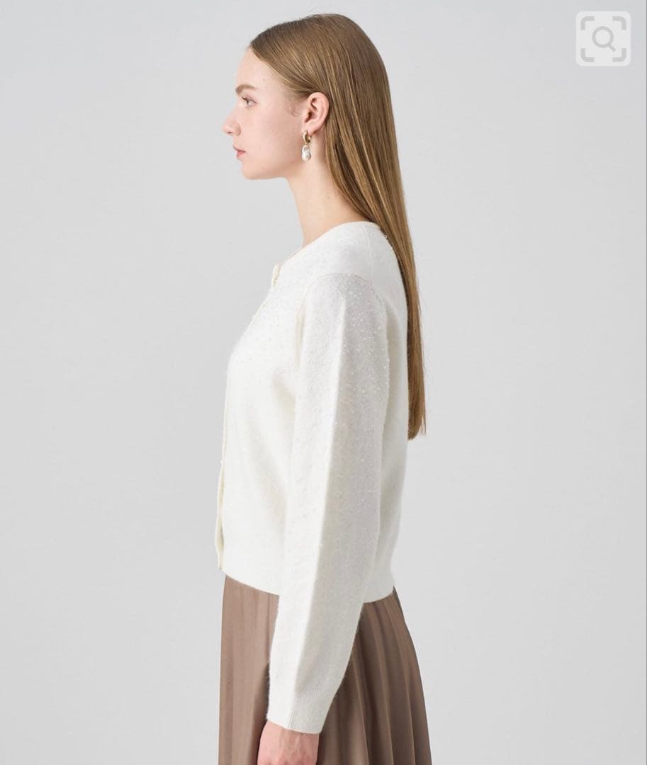 アナイ　リップルビーズカーディガン　オフホワイト　38サイズ