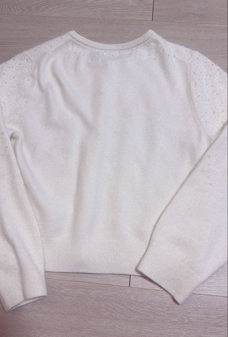 アナイ　リップルビーズカーディガン　オフホワイト　38サイズ