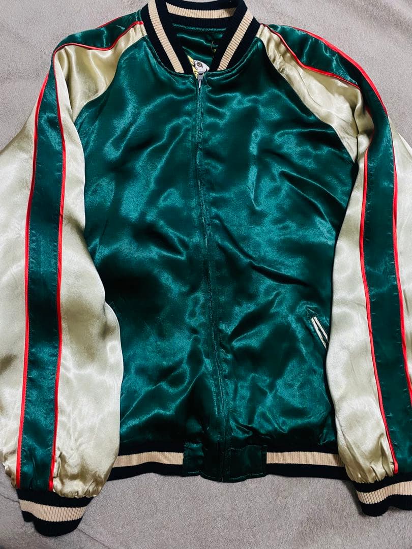 SHINA　美品 日本限定 鳥 スカジャン　サテン unisex ２面用レーヨン