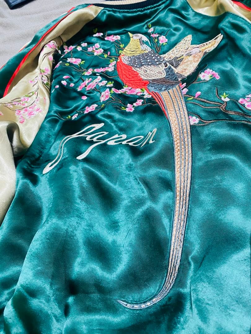 SHINA　美品 日本限定 鳥 スカジャン　サテン unisex ２面用レーヨン