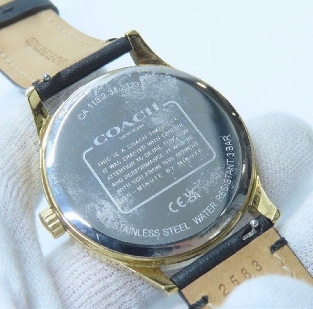 COACH コーチ NEW YORK 腕時計 ゴールド ブラック シグネチャー柄