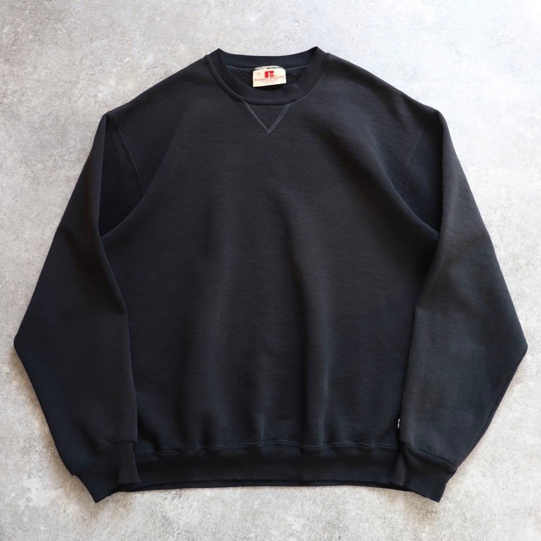 70s 80s ブラック Russell ラッセル 無地スウェット ヴィンテージ