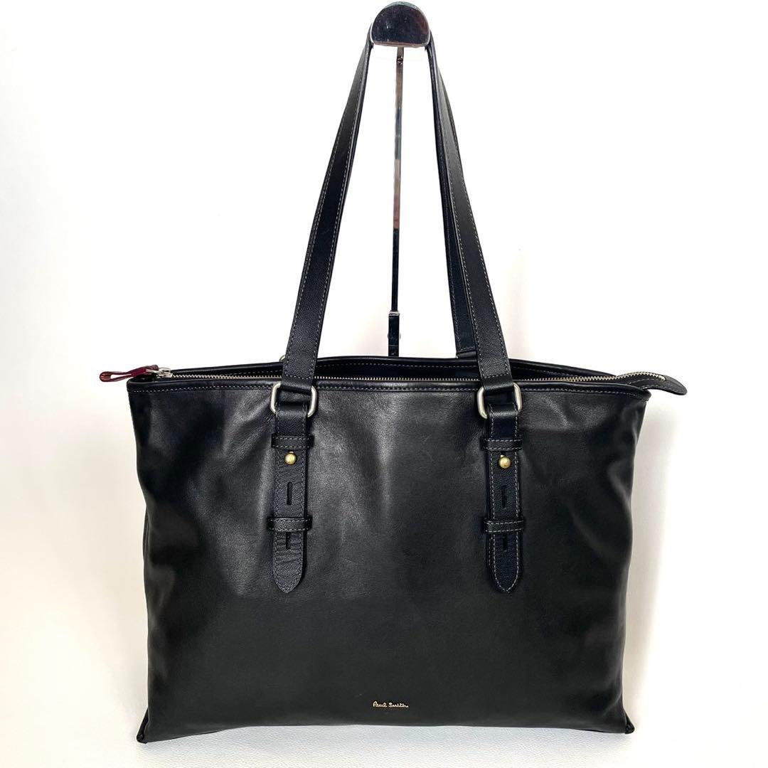 ポールスミス トートバッグ レザー ブラック ロゴ ビジネス