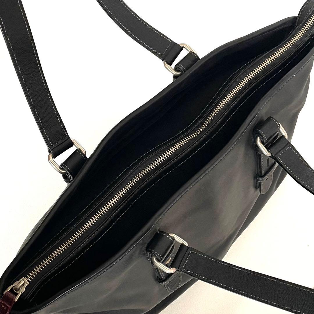 ポールスミス トートバッグ レザー ブラック ロゴ ビジネス