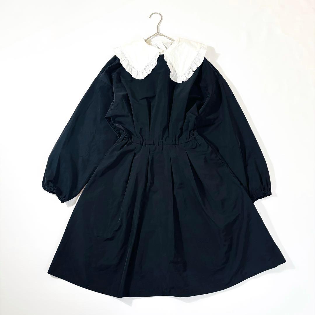 776 セブンテン 襟付きタフタワンピース 2way ブラック S 20AW