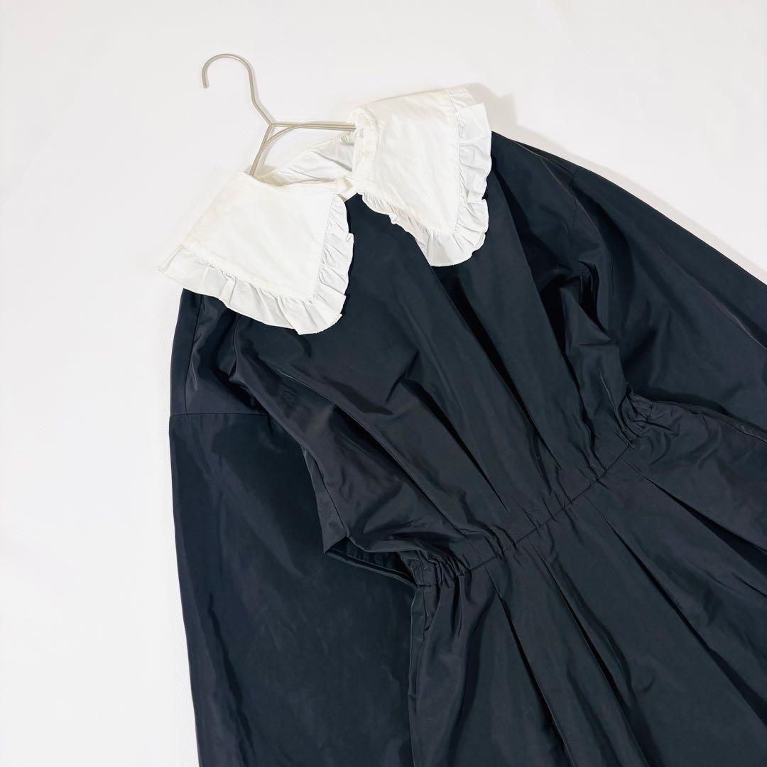 776 セブンテン 襟付きタフタワンピース 2way ブラック S 20AW