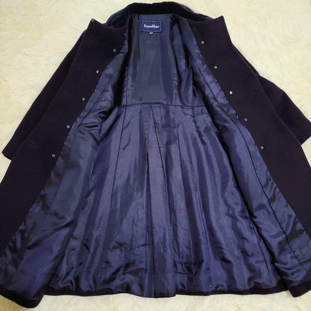 美品✨ ファミリア アンゴラ ウール コート フォーマル 受験 ネイビー 140
