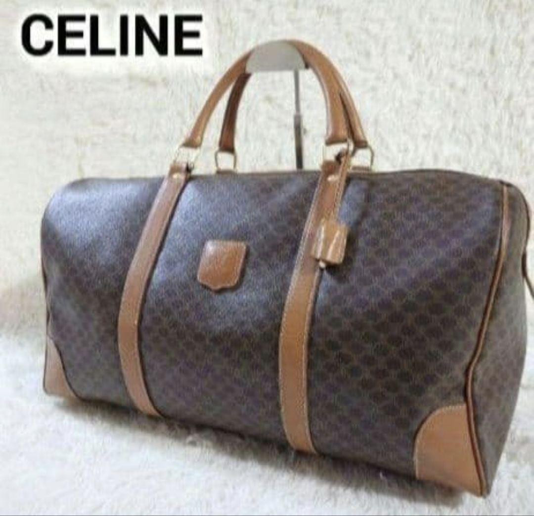 セリーヌ トリオンフ ボストンマカダム レザー ゴールド 南京錠 大容量