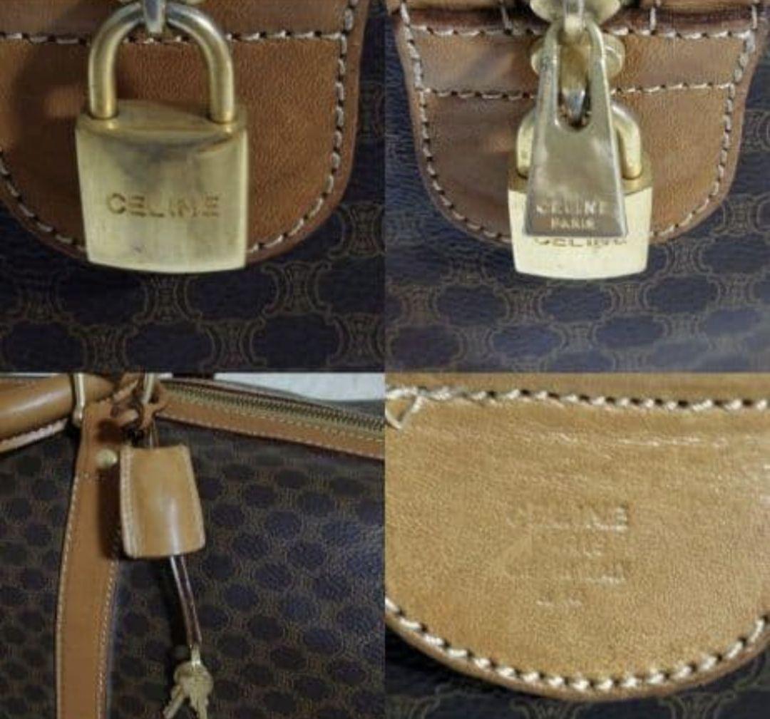 セリーヌ トリオンフ ボストンマカダム レザー ゴールド 南京錠 大容量