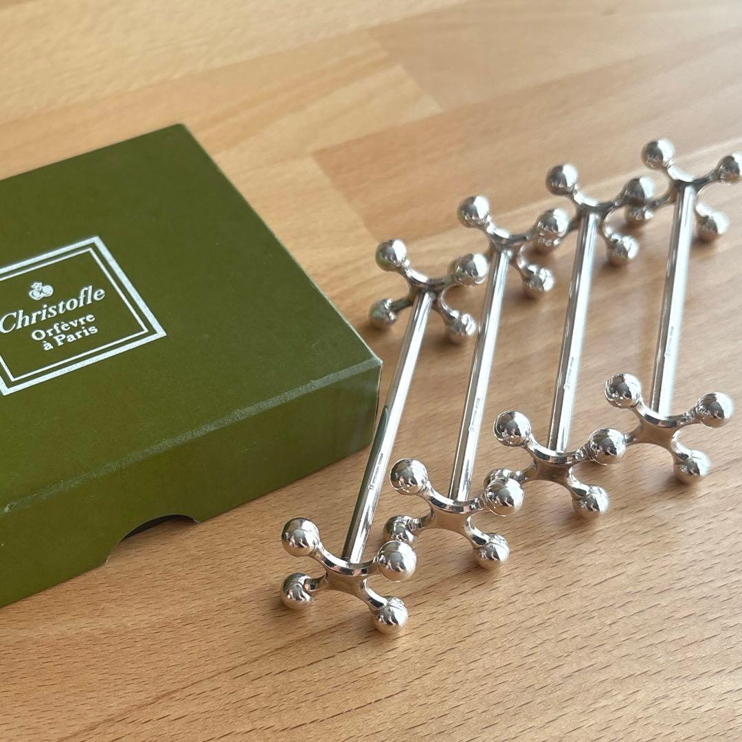 美品 クリストフル ブール ナイフレスト ４客セット カトラリー 箸置き