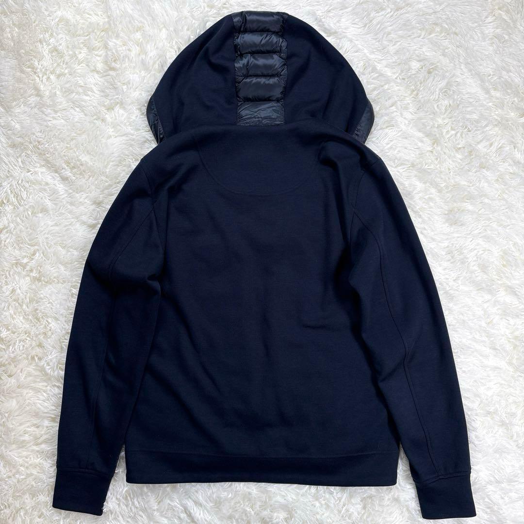 ✨美品・切替✨ヘルノ　ハイブリッド　ダウンジャケット　パーカー　ネイビー　Ｌ相当