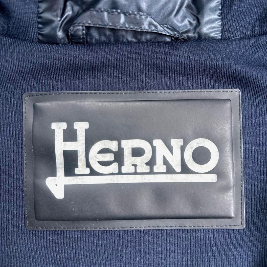 ✨美品・切替✨ヘルノ　ハイブリッド　ダウンジャケット　パーカー　ネイビー　Ｌ相当