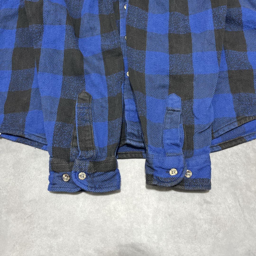 00s five brother ブロックチェック ネルシャツ 青黒　大きめ