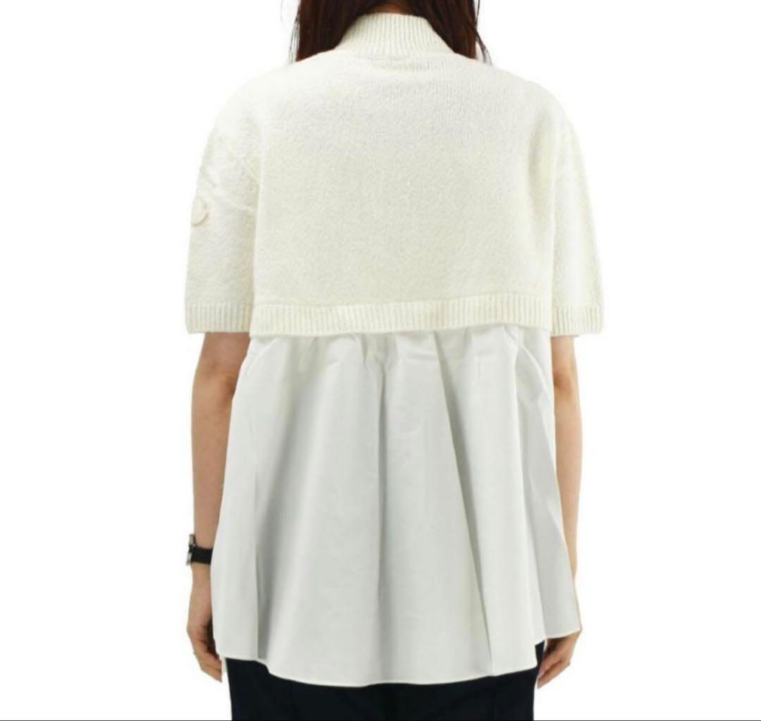 ★モンクレール　22年　ドッキングニット　半袖　M　ホワイト　正規品★