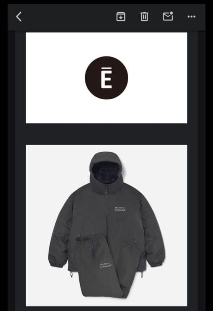 ENNOYとスタイリスト私物PADDED NYLON SET UP (GRAY)