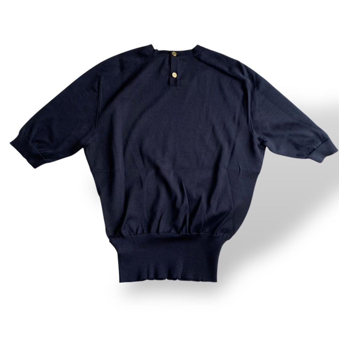 美品 HERMES エルメス 黒 半袖ニット シルク100％ サイズ38 乗馬