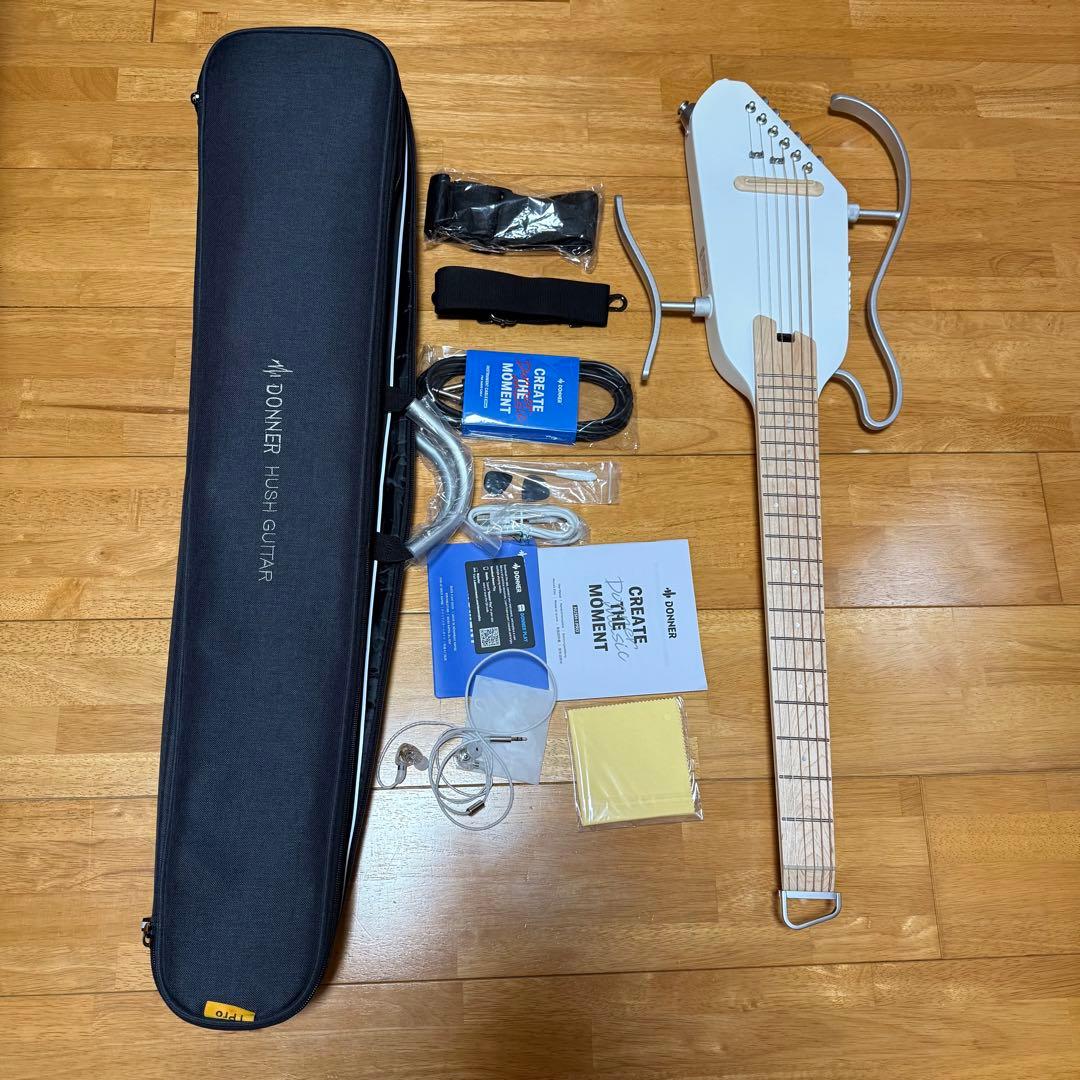 Donner HUSH-I PROトラベルギター ホワイト サイレントギター