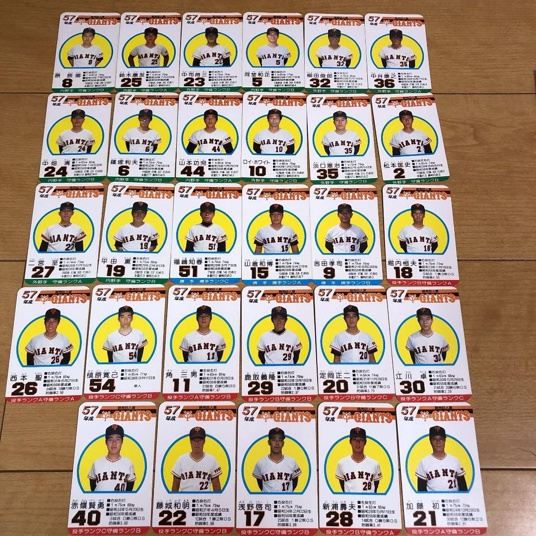 タカラ プロ野球カードゲーム 昭和57年度　阪神タイガース　読売ジャイアンツ