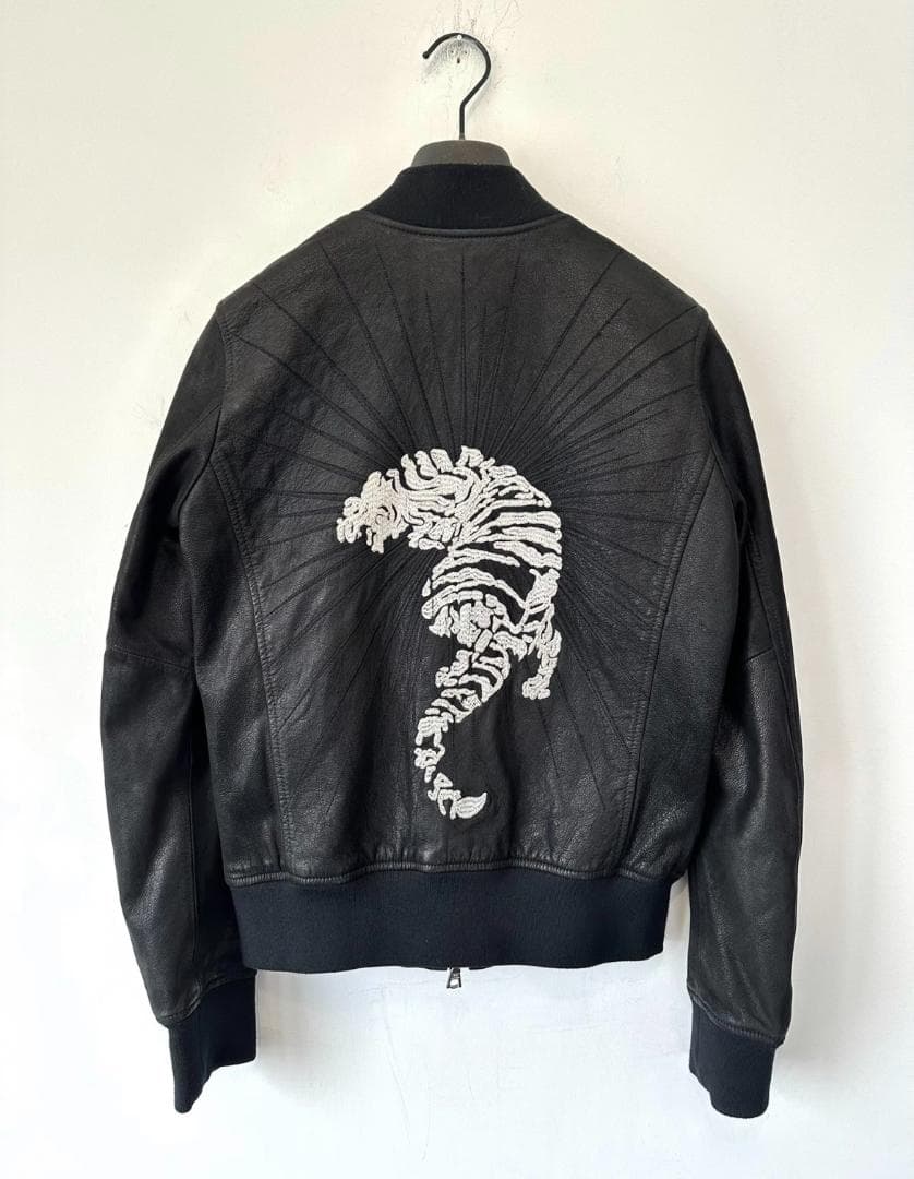 Haider Ackermann 白虎射線マット仕上げレザーライダージャケット