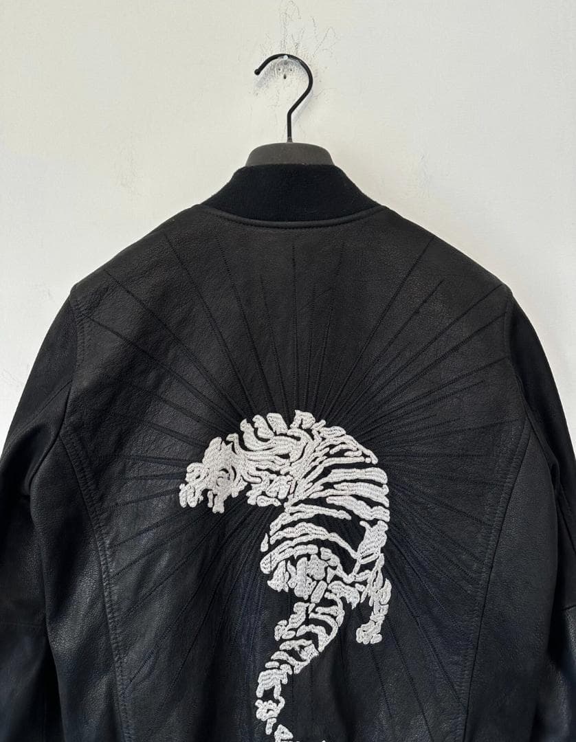 Haider Ackermann 白虎射線マット仕上げレザーライダージャケット