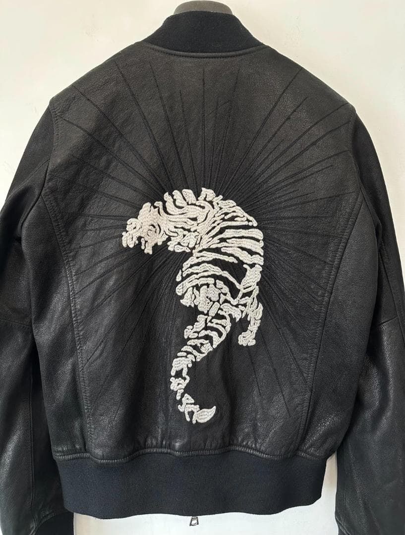 Haider Ackermann 白虎射線マット仕上げレザーライダージャケット