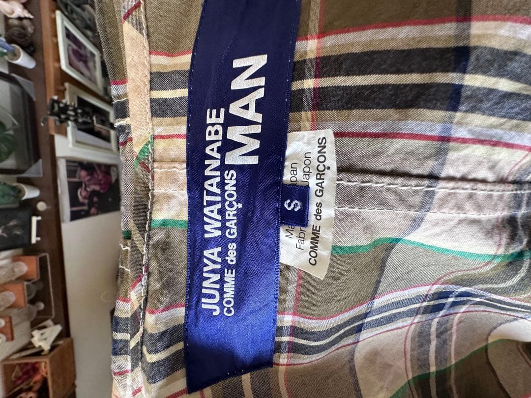 ジュンヤワタナベ　チェック柄フード付きモッズコート
